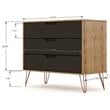 Manhattan Comfort Rockefeller Wood Dresser and Nightstand in Natural/Gray