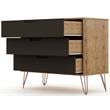 Manhattan Comfort Rockefeller Wood Dresser and Nightstand in Natural/Gray