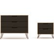 Manhattan Comfort Rockefeller Wood Dresser and Nightstand in Natural/Gray