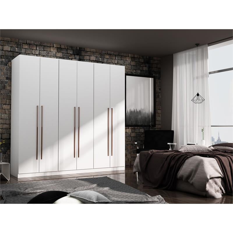 Manhattan Comfort Gramercy 3-Sectional Wood Wardrobe Armoire Closet in White