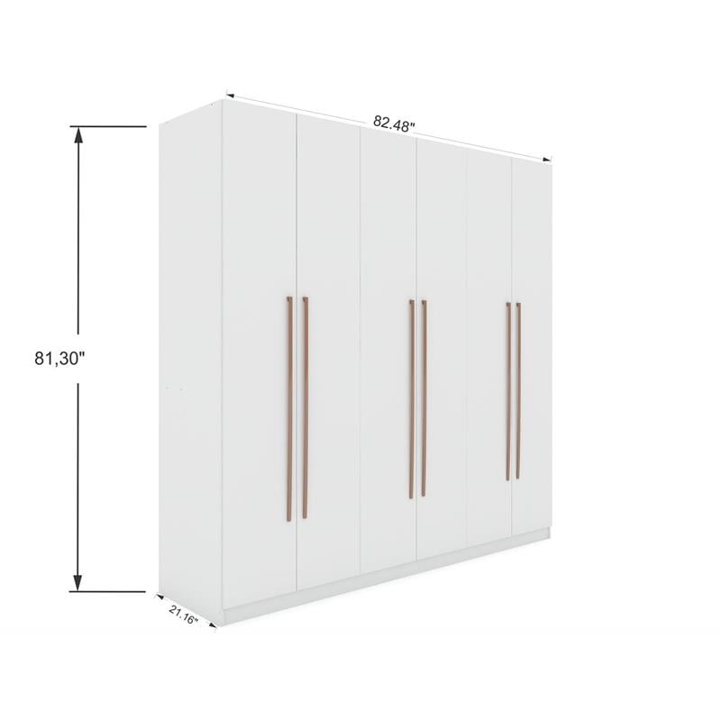 Manhattan Comfort Gramercy 3-Sectional Wood Wardrobe Armoire Closet in White