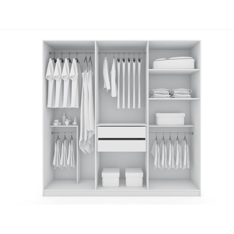 Manhattan Comfort Gramercy 3-Sectional Wood Wardrobe Armoire Closet in White