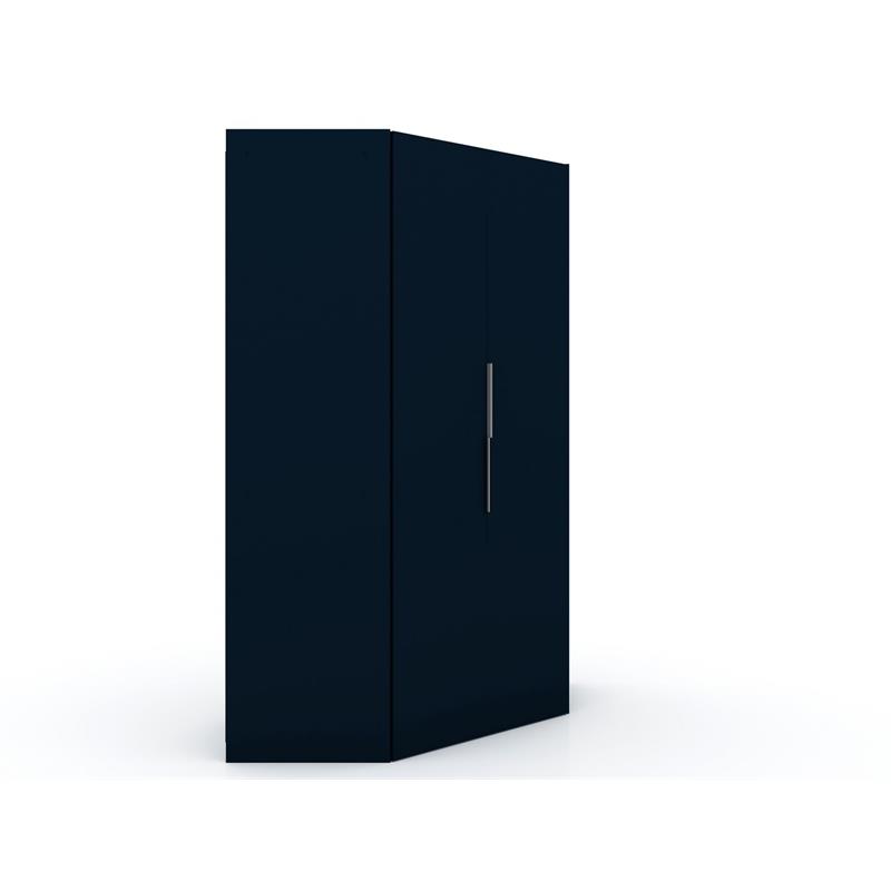 Manhattan Comfort Mulberry Wood Corner Wardrobe Closet in Blue