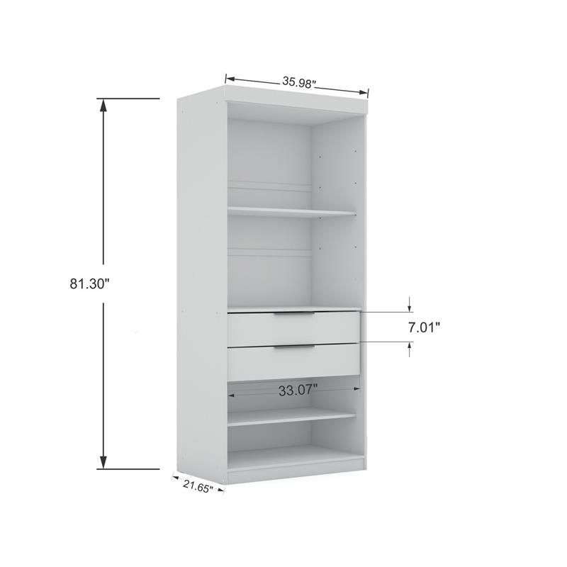 Manhattan Comfort Mulberry Wood Open Sectional Closet in White
