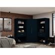 Manhattan Comfort Mulberry 3-Piece Wood Semi-Open Corner Closet Set in Blue