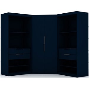 mulberry modern 3pc semi-open sectional closet set midnight blue engineered wood