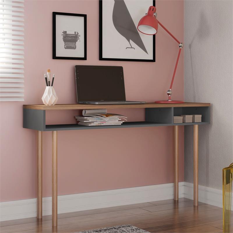 Windsor 47.24 Console Accent Table in Gray and Nature