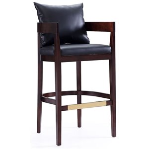 Manhattan Comfort Ritz 30.5&quot Faux Leather Barstool in Black/Walnut