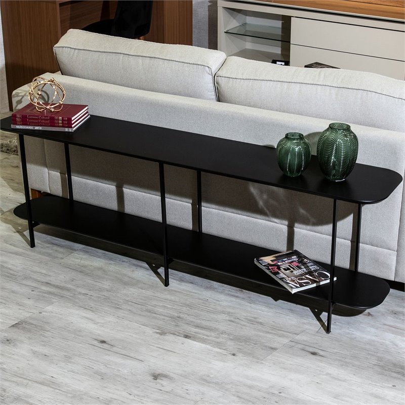 Celine Metal Side Table Console in Black