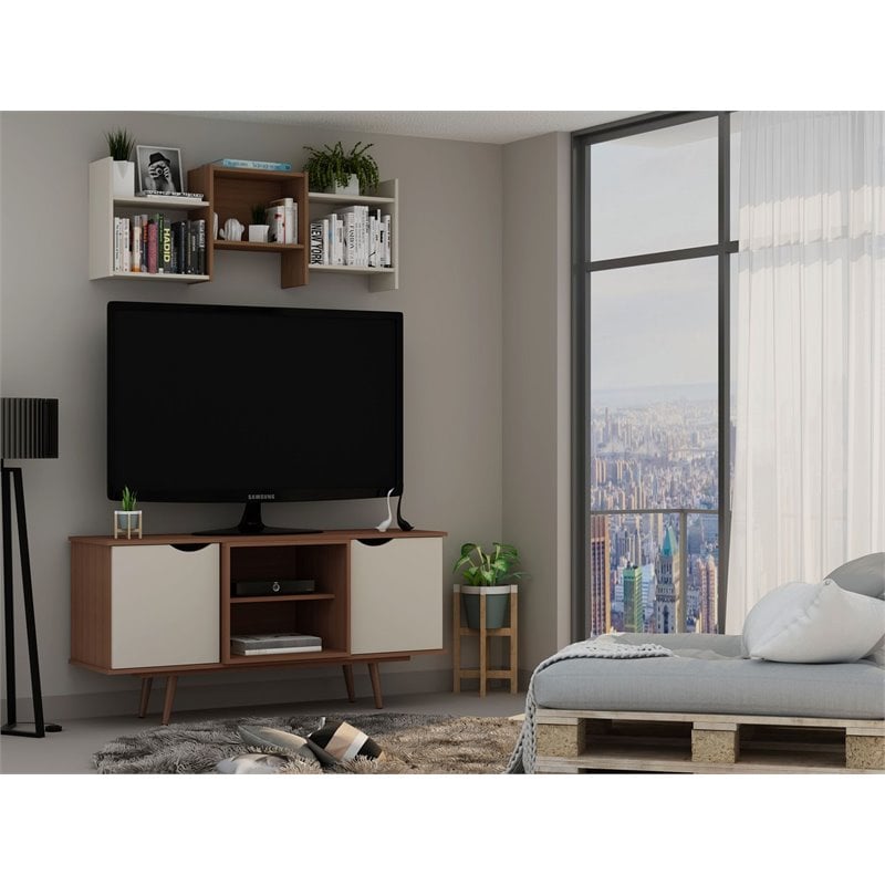 Manhattan Comfort Hampton Wood TV Stand for TVs up to 46