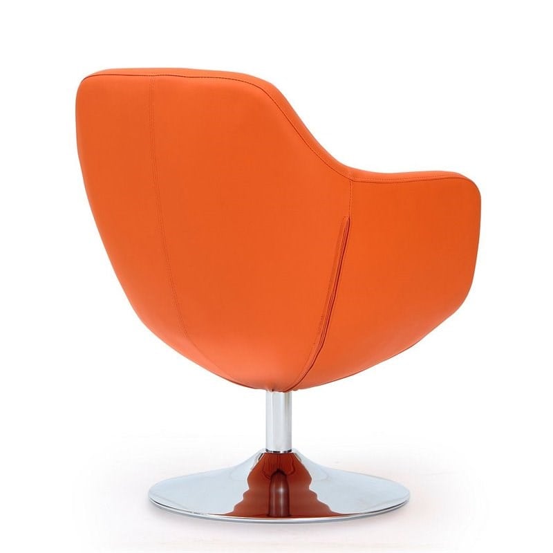 Manhattan Comfort Caisson Faux Leather Swivel Accent Chair in Orange
