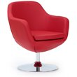 Manhattan Comfort Caisson Faux Leather Swivel Accent Chair in Red