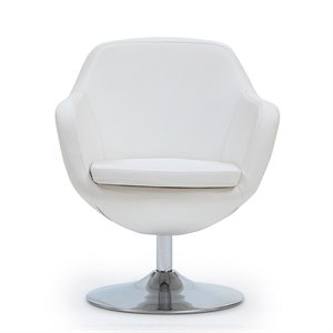 caisson faux leather swivel accent chair in white