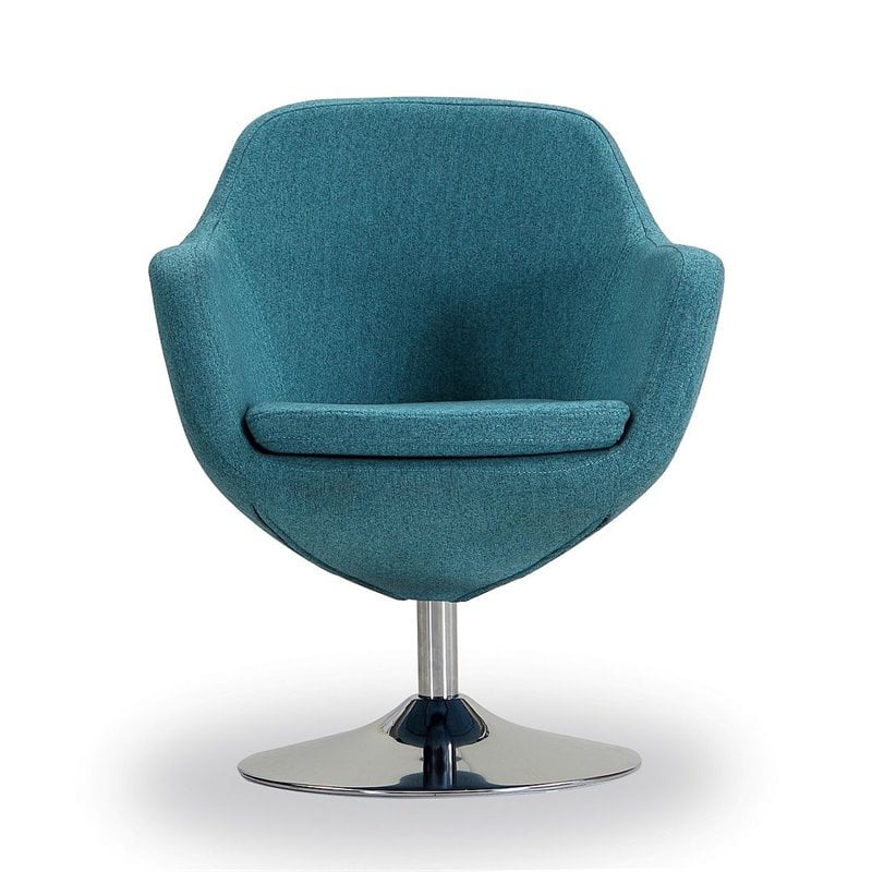 Manhattan Comfort Caisson Twill Fabric Swivel Accent Chair in Blue
