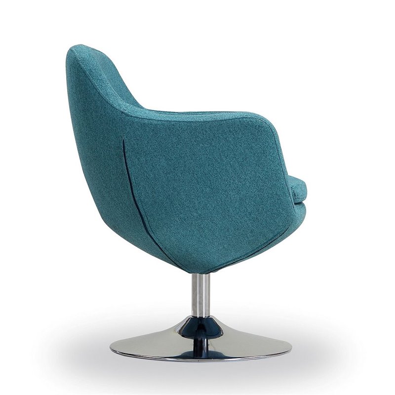 Manhattan Comfort Caisson Twill Fabric Swivel Accent Chair in Blue