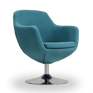 Manhattan Comfort Caisson Twill Fabric Swivel Accent Chair in Blue