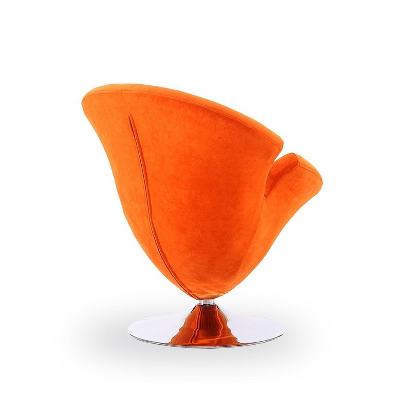 Manhattan Comfort Tulip Velvet Swivel Accent Chair in Orange/Chrome
