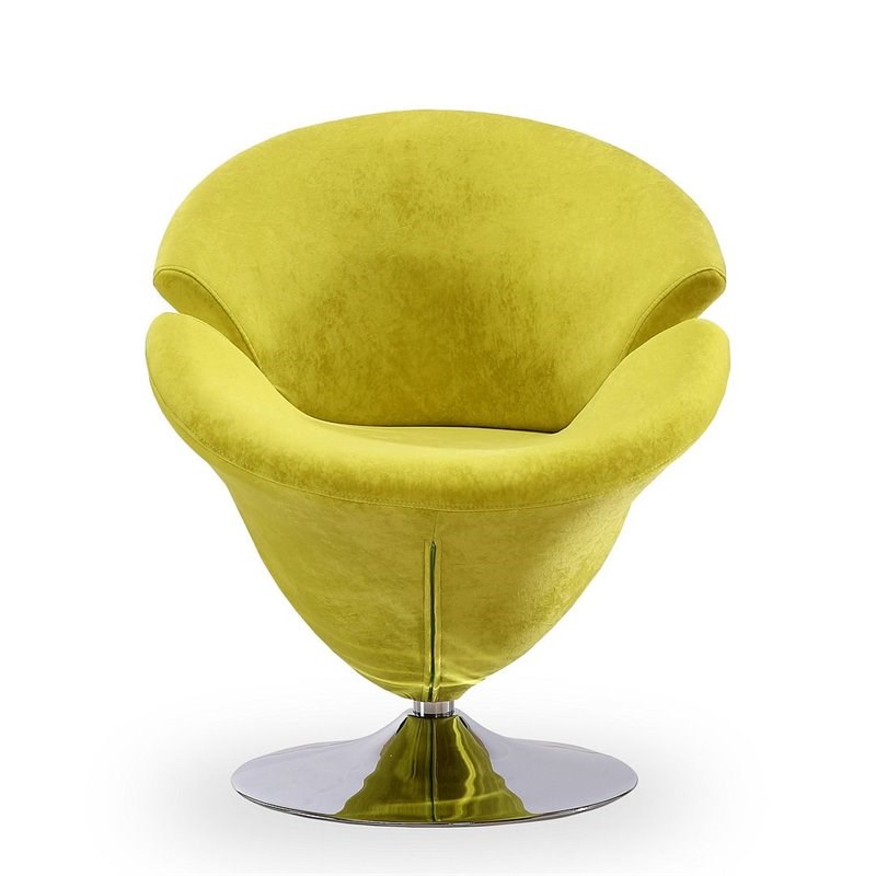Manhattan Comfort Tulip Velvet Swivel Accent Chair in Green/Chrome