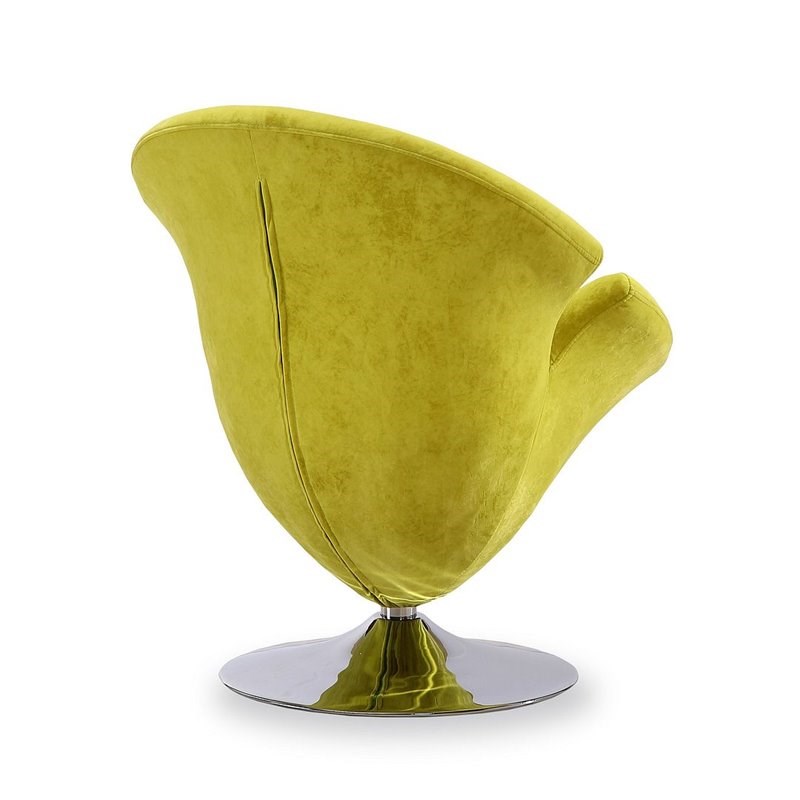 Manhattan Comfort Tulip Velvet Swivel Accent Chair in Green/Chrome