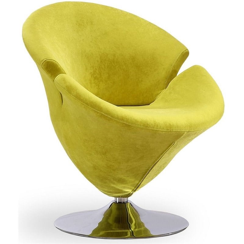 Manhattan Comfort Tulip Velvet Swivel Accent Chair in Green/Chrome