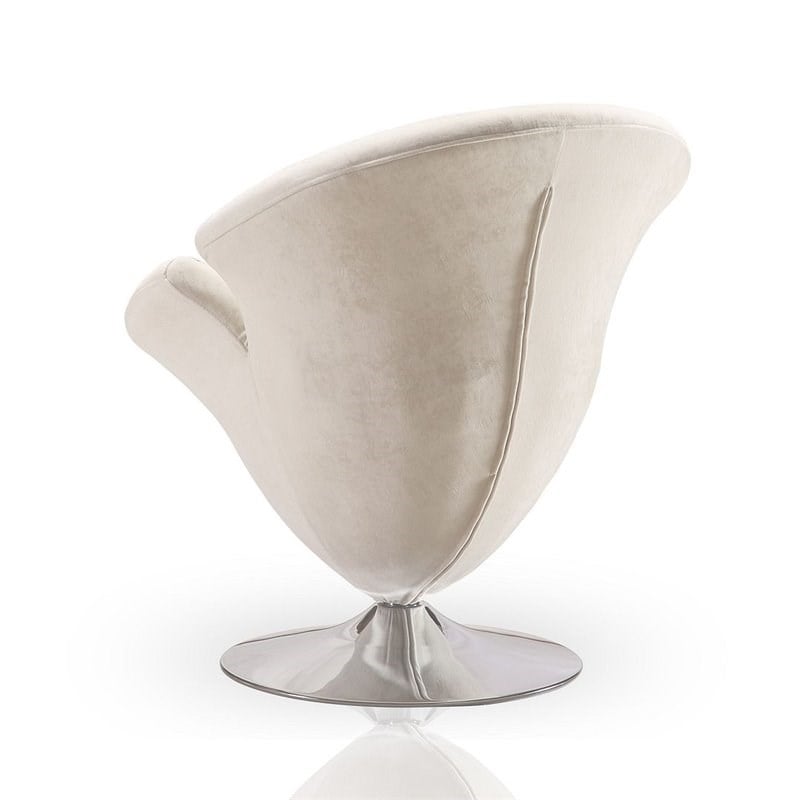 Manhattan Comfort Tulip Velvet Swivel Accent Chair in White/Chrome