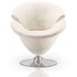 Manhattan Comfort Tulip Velvet Swivel Accent Chair in White/Chrome