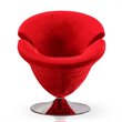Manhattan Comfort Tulip Velvet Swivel Accent Chair in Red/Chrome