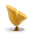 Manhattan Comfort Tulip Velvet Swivel Accent Chair in Yellow/Chrome