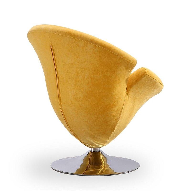 Manhattan Comfort Tulip Velvet Swivel Accent Chair in Yellow/Chrome