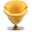 Manhattan Comfort Tulip Velvet Swivel Accent Chair in Yellow/Chrome