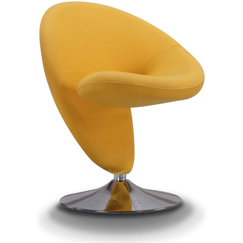 Manhattan Comfort Curl Contemporary Fabric Swivel Accent Chair in Yellow