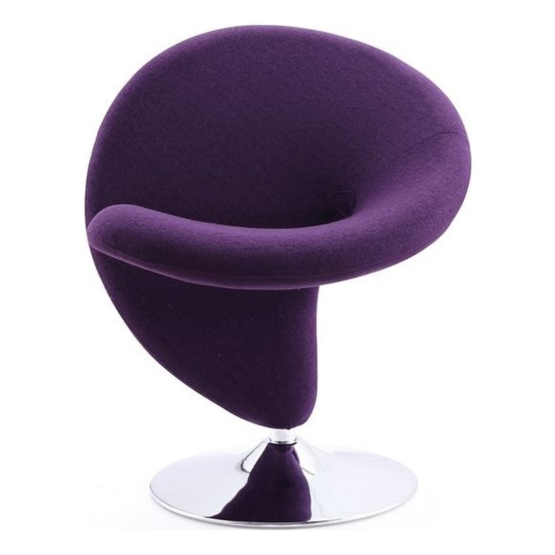 Manhattan Comfort Curl Contemporary Fabric Swivel Accent Chair in Purple