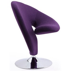 curl fabric swivel accent chair in purple