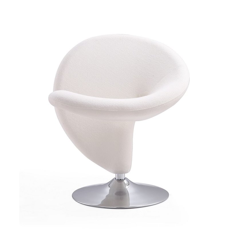 Manhattan Comfort Curl Contemporary Fabric Swivel Accent Chair in Cream