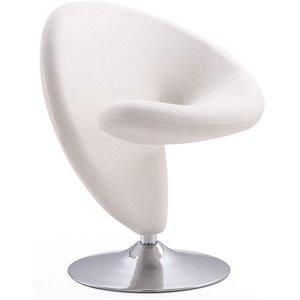 curl fabric swivel accent chair in cream