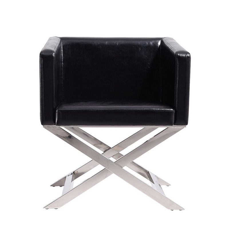 Manhattan Comfort HollyWood Faux Leather Accent Lounge Chair in Black