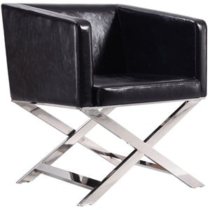 Manhattan Comfort HollyWood Faux Leather Accent Lounge Chair in Black