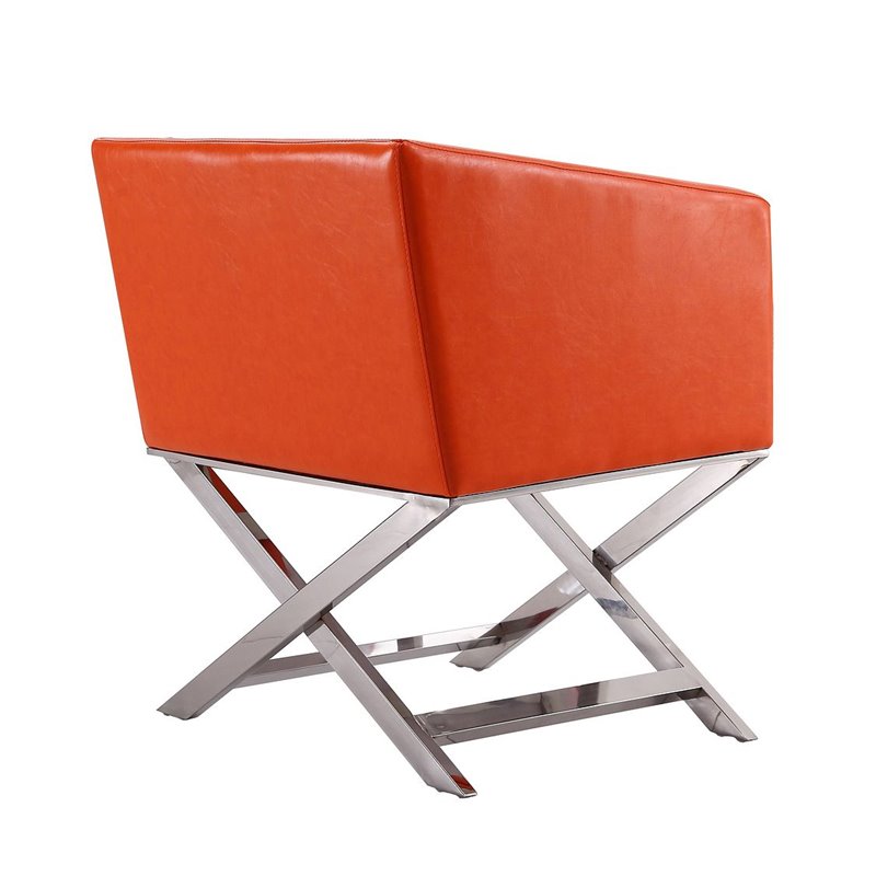 Manhattan Comfort HollyWood Faux Leather Accent Lounge Chair in Orange