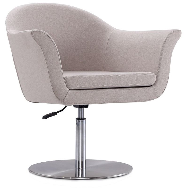 Manhattan Comfort Voyager Fabric Height Adjustable Accent Chair in Barley Gray