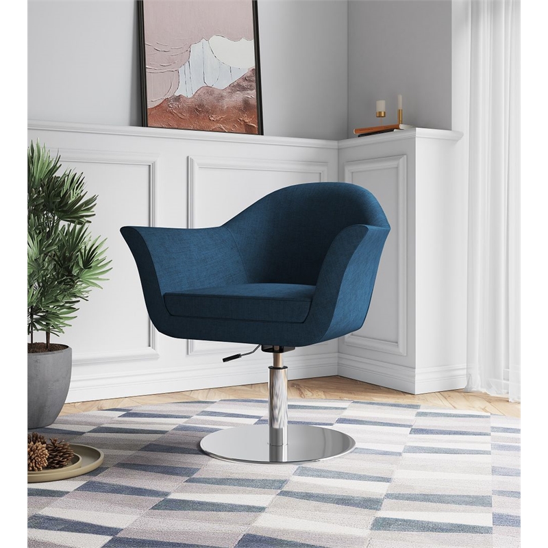 Manhattan Comfort Voyager Fabric Height Adjustable Accent Chair in Smokey Blue