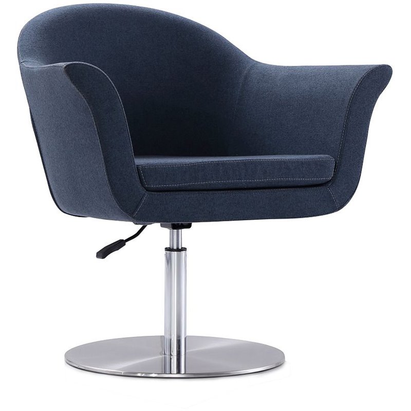 Manhattan Comfort Voyager Fabric Height Adjustable Accent Chair in Smokey Blue