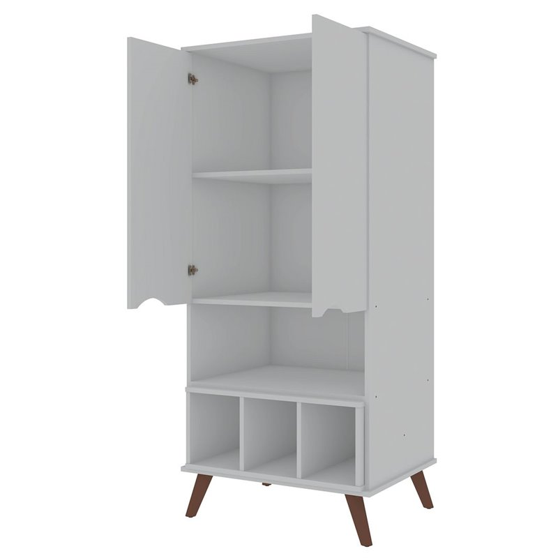 Manhattan Comfort Hampton 6-Shelf Wood Display Cabinet in White