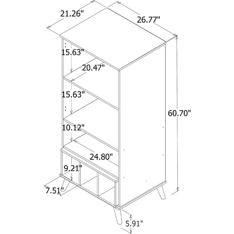 Manhattan Comfort Hampton 6-Shelf Wood Display Cabinet in Off White