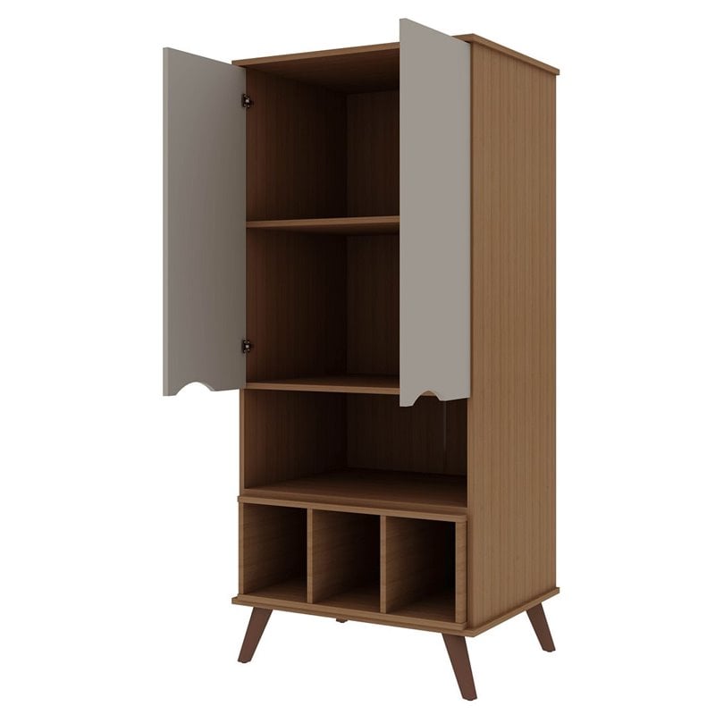 Manhattan Comfort Hampton 6-Shelf Wood Display Cabinet in Maple/Off White