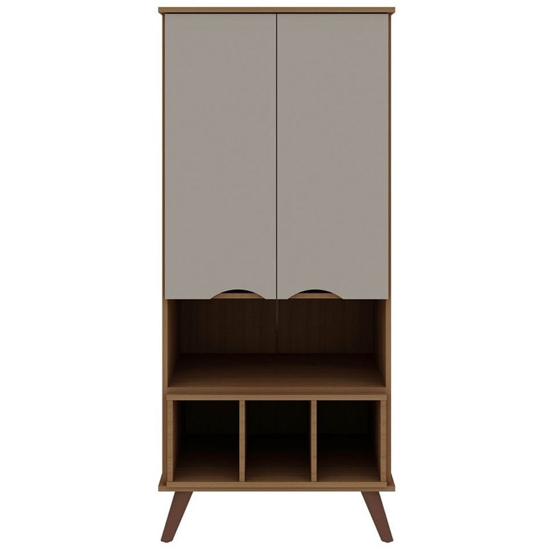 Manhattan Comfort Hampton 6-Shelf Wood Display Cabinet in Maple/Off White