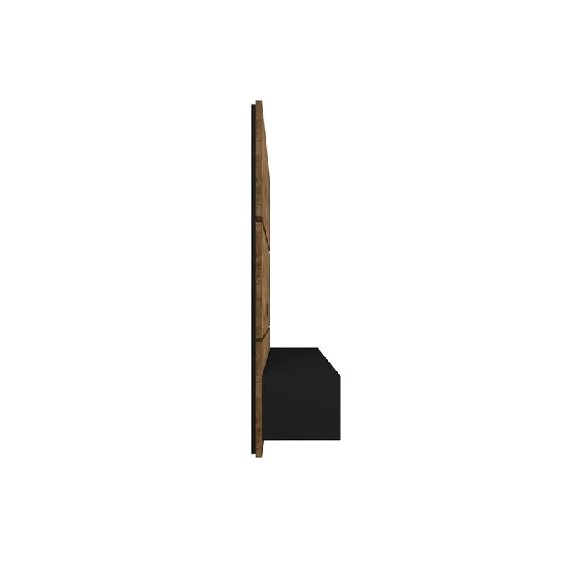Manhattan Comfort Vernon Floating Wood Entertainment Center in Brown/Black