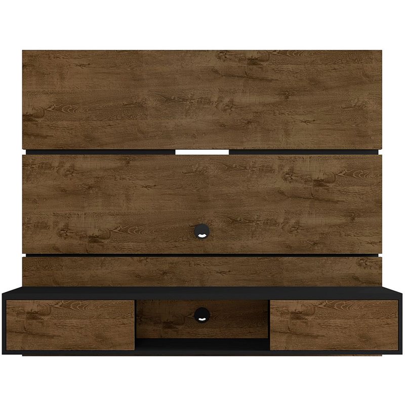 Manhattan Comfort Vernon Floating Wood Entertainment Center in Brown/Black
