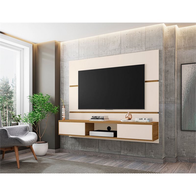 Manhattan Comfort Vernon Floating Wood Entertainment Center in Off White