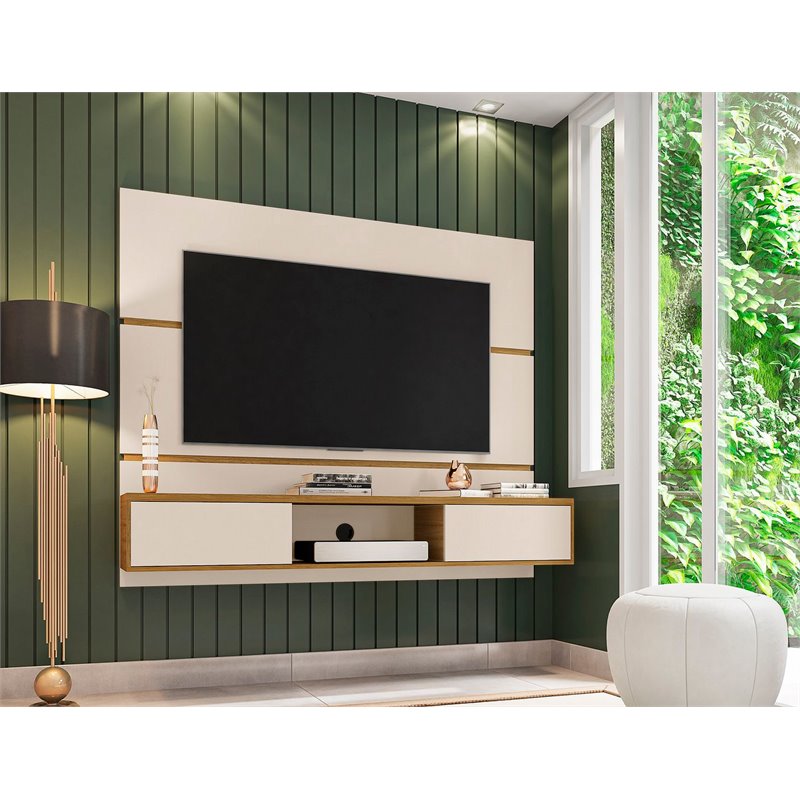 Manhattan Comfort Vernon Floating Wood Entertainment Center in Off White