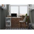 Manhattan Comfort Hampton Wood Home Office Desk with 3 Cubby Spaces in White